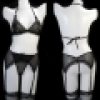 3Pcs Sexy Lady Garter Bikini Sets Lingerie Black Sheer