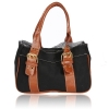 Elegant Women Belt Style Canvas Magnetic Buckle Handbag Shoulder Bag Black